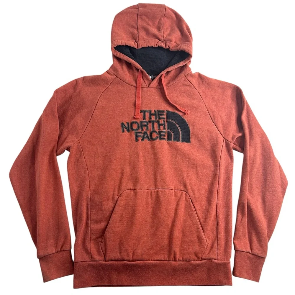 The North Face Red Hoodie Men’s Medium Embroidered Logo Pullover Sweatshirt